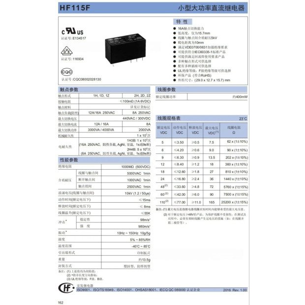 Реле потужності JQX-115F (HF115F) 018-2ZS4 — 18VDC, 8A 250VAC, 8 pin Реле потужності JQX-115F (HF115F) 018-2ZS4 — 18VDC, 8A 250VAC, 8 pin