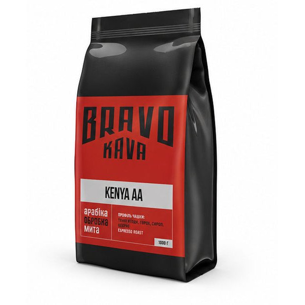 Кофе в зернах Bravo Kava Kenya AA, 100% арабика, 1 кг