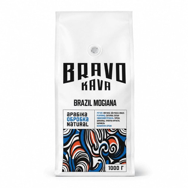 Кофе в зернах Bravo Kava Brasil Mogiana, 100% арабика, 1 кг