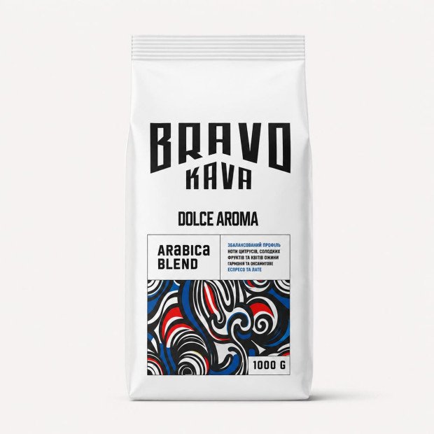 Кофе в зернах Bravo Kava Dolce Aroma, купаж 100% арабики, 1 кг