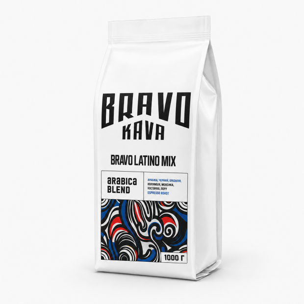 Кофе в зернах Bravo Kava Bravo Latino Mix, купаж 100% арабики, 1 кг