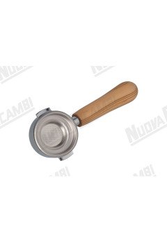 Портафильтр на 1 чашку с ручкой из оливкового дерева NR M10 - изогнутый носик на 1 чашку 3/8 - с пружиной и фильтром 7гр - для LA CIMBALI