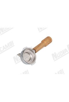 Портафильтр на 1 чашку с ручкой из оливкового дерева M12, соединение носика 3/8, с пружиной и фильтром для AURORA/BFC/ECM/ELEKTRA/EXPOBAR/LA SCALA/LA MARZOCCO/SANREMO/SV ITALIA/VIBIEMME/WEGA