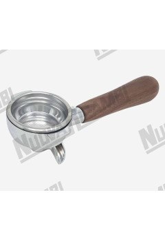 Портафильтр на 2 чашки с ручкой из орехового дерева NR M12, соединение носика 3/8, с пружиной и фильтром для FAEMA/FUTURMAT