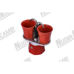 Набір "BIALETTI SET MINI "R"" мока на 2 чашки, червона, з 2 склянками