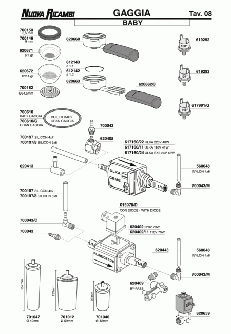 Специфікація Gaggia 08