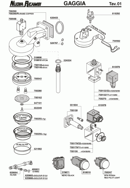 Специфікація Gaggia 01