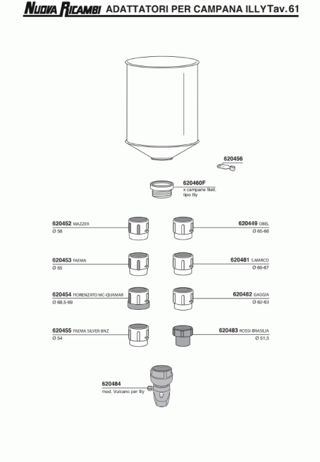 Специфікація для бункера Illy 61 Специфікація для бункера Illy 61