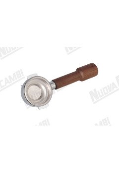 Портафильтр на 1 чашку с ручкой из орехового дерева M12, соединение носика 3/8, с пружиной и фильтром для AURORA/BFC/ECM/ELEKTRA/EXPOBAR/LA SCALA/LA MARZOCCO/SANREMO/SV ITALIA/VIBIEMME/WEGA
