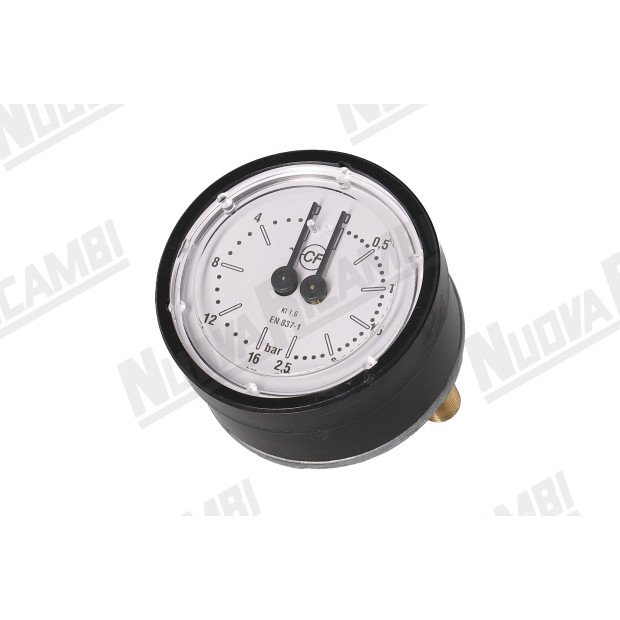 Манометр двойной для кофемашины Cimbali/Casadio/Faema, 0-2.5/15 бар, соединение 1/8"M плоское, корпус Ø 62мм, оригинал (Артикул: 722051) Манометр двойной шкалы 0-2.5/0-15 бар - оригинал - соединение 1/8НР плоское - корпус Ø 62мм - для CIMBALI M23UP - M26/ CASADIO UNDICI/ FAEMA E98UP - PRESTIGE-722051