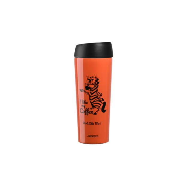 Термокружка Ardesto Coffee time Zebra 450 мл, оранжевый, нержавеющая сталь