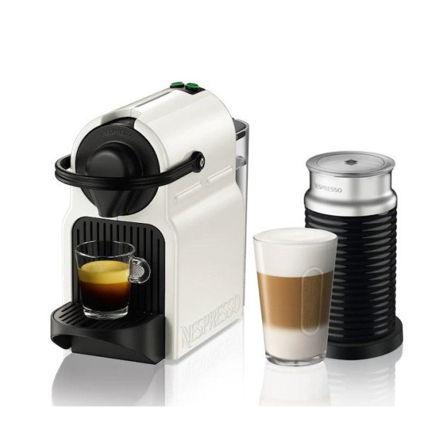 Кавоварка Nespresso Inissia White + капучинатор Aeroccino 3 Black