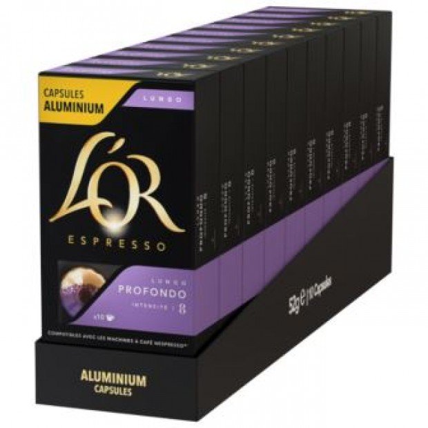 Кава L'OR Lungo Profondo, 100 капсул Nespresso Кава L'OR Lungo Profondo, 100 капсул Nespresso