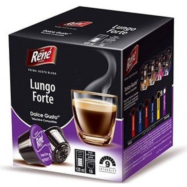 Кава в капсулах Rene Lungo Forte, 16 капсул Dolce Gusto Кава в капсулах Rene Lungo Forte, 16 капсул Dolce Gusto