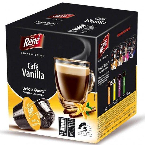 Кофе в капсулах Rene Vanilla, 16 капсул Dolce Gusto Кофе в капсулах Rene Vanilla, 16 капсул Dolce Gusto