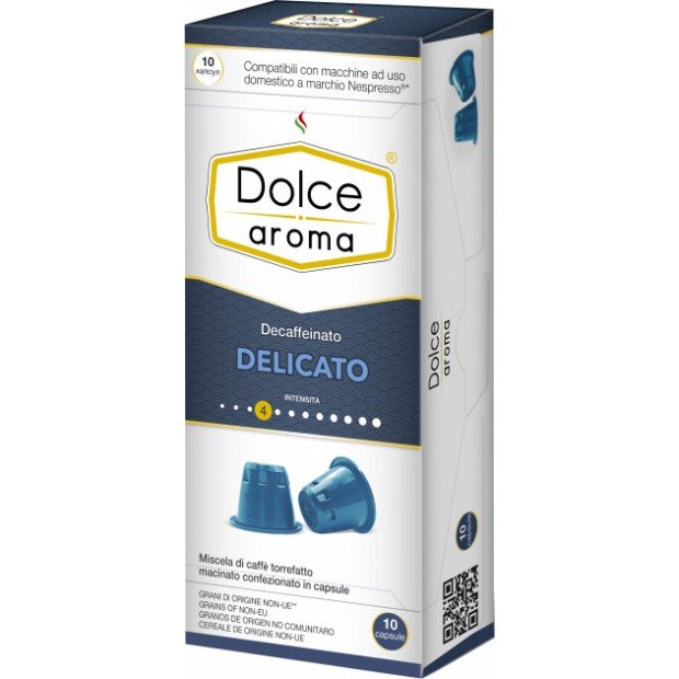 Кава в капсулах Dolce Aroma Decaffeinato Delicato, 10 капсул Nespresso