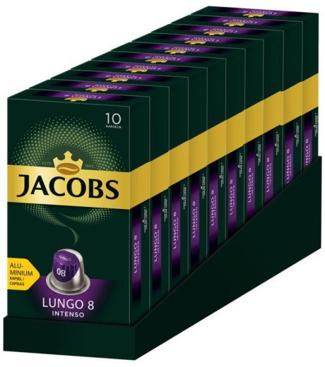 Кава в капсулах Jacobs Lungo 8 Intenso, 100 капсул Nespresso