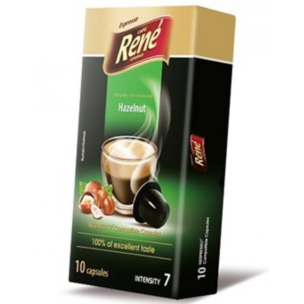 Кофе в капсулах Rene Hazelnut, 10 капсул Nespresso Кофе в капсулах Rene Hazelnut, 10 капсул Nespresso