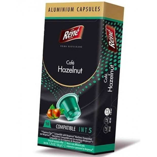 Кофе в капсулах Rene Hazelnut, 10 капсул Nespresso Alu Кофе в капсулах Rene Hazelnut, 10 капсул Nespresso Alu