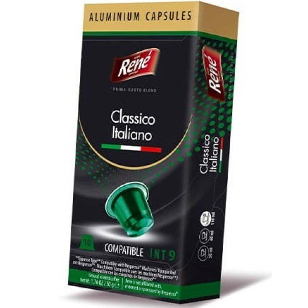 Кофе в капсулах Rene Classico Italiano, 10 капсул Nespresso Alu Кофе в капсулах Rene Classico Italiano, 10 капсул Nespresso Alu