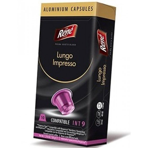 Кофе в капсулах Rene Lungo Impresso, 10 капсул Nespresso Alu Кофе в капсулах Rene Lungo Impresso, 10 капсул Nespresso Alu