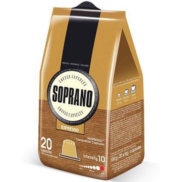 Кофе в капсулах Soprano Espresso, 20 капсул Nespresso Кофе в капсулах Soprano Espresso, 20 капсул Nespresso